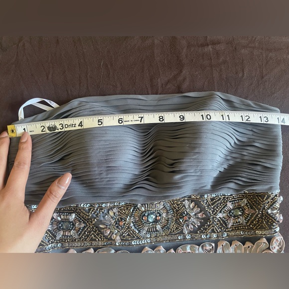 Sue Wong Nocturne Strapless Beaded Dress Pewter Silver Cocktail Size 2 - Picture 9 of 13